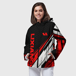 Ветровка с капюшоном женская Lixiang - красная абстракция, цвет: 3D-черный — фото 2