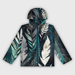 Ветровка с капюшоном женская Перья и листья, цвет: 3D-черный