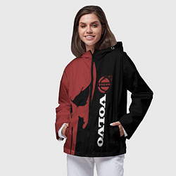 Ветровка с капюшоном женская Вольво и череп, цвет: 3D-черный — фото 2