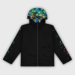Ветровка с капюшоном женская Павлин красками на черном фоне - нейросеть, цвет: 3D-черный