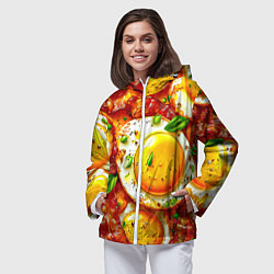 Ветровка с капюшоном женская Яичница с беконом, цвет: 3D-белый — фото 2