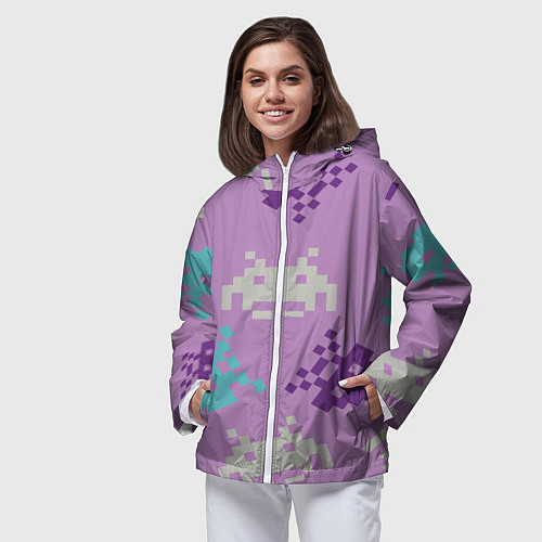 Женская ветровка Пиксели / 3D-Белый – фото 3