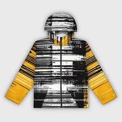 Ветровка с капюшоном женская Горизонтальные чёрные линии на бело-жёлтом фоне, цвет: 3D-черный