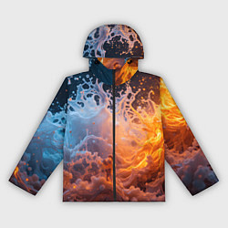 Ветровка с капюшоном женская Брызги воды и огня, цвет: 3D-черный