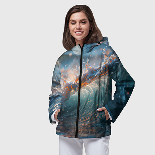 Женская ветровка Волна и блики солнца / 3D-Черный – фото 3