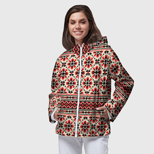 Женская ветровка Славянская обережная вышивка / 3D-Белый – фото 3