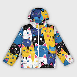 Ветровка с капюшоном женская Много цветных котиков, цвет: 3D-белый