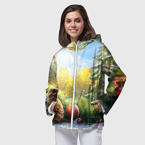 Женская ветровка Солнечный новый год / 3D-Белый – фото 3