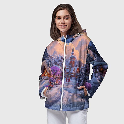 Женская ветровка Тропинка к новому году / 3D-Белый – фото 3