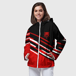 Ветровка с капюшоном женская Ведьмак полосы геометрия, цвет: 3D-белый — фото 2