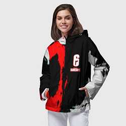 Ветровка с капюшоном женская Rainbow six краски абстрактные, цвет: 3D-черный — фото 2
