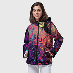 Ветровка с капюшоном женская Интерференционные цвета, цвет: 3D-черный — фото 2