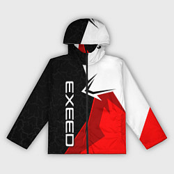 Ветровка с капюшоном женская Exeed - красно-белый, цвет: 3D-черный