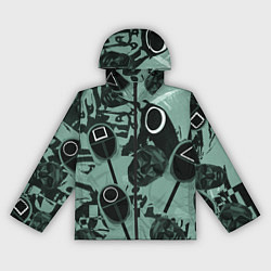 Ветровка с капюшоном женская Игра в кальмара маска ведущего и стражников, цвет: 3D-черный