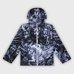 Ветровка с капюшоном женская Мифические существа с стиле тату, цвет: 3D-белый