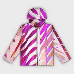 Ветровка с капюшоном женская Бело-розовая абстракция, цвет: 3D-черный