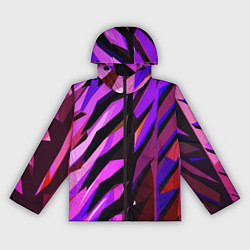 Ветровка с капюшоном женская Фиолетово -чёрная абстракция, цвет: 3D-черный