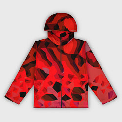 Ветровка с капюшоном женская Чёрно-красная пористая абстракция, цвет: 3D-черный