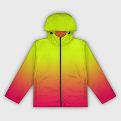 Ветровка с капюшоном женская Градиент салатовый в розовый, цвет: 3D-черный