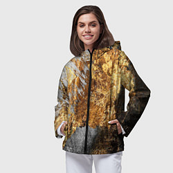 Ветровка с капюшоном женская Текстура золота и бетона, цвет: 3D-черный — фото 2