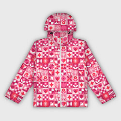 Ветровка с капюшоном женская День святого Валентина - паттерн, цвет: 3D-белый