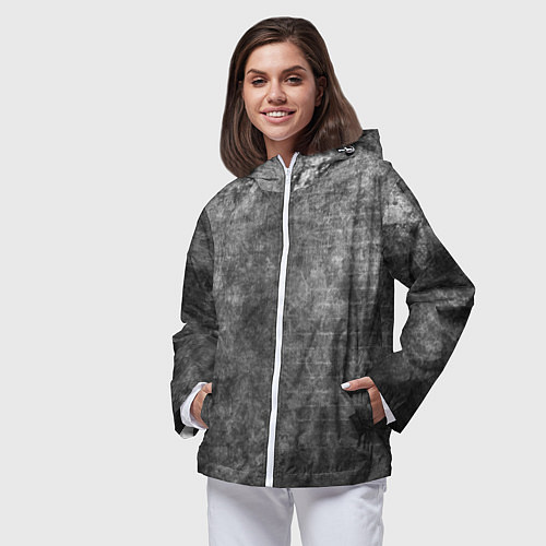 Женская ветровка Абстракция - gray wall / 3D-Белый – фото 3