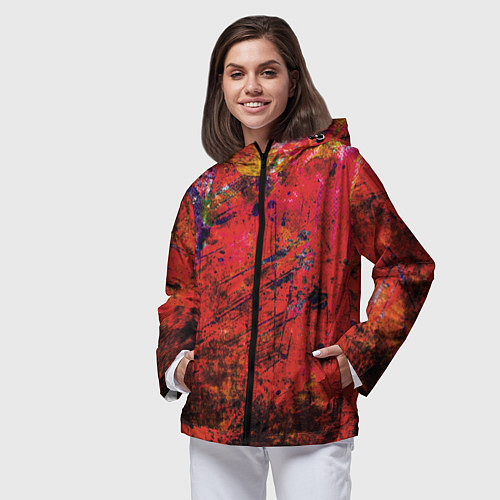 Женская ветровка Абстракция - dark red grunge / 3D-Черный – фото 3