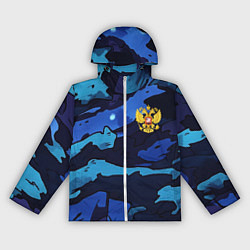 Ветровка с капюшоном женская Камуфляж с гербом РФ, цвет: 3D-белый