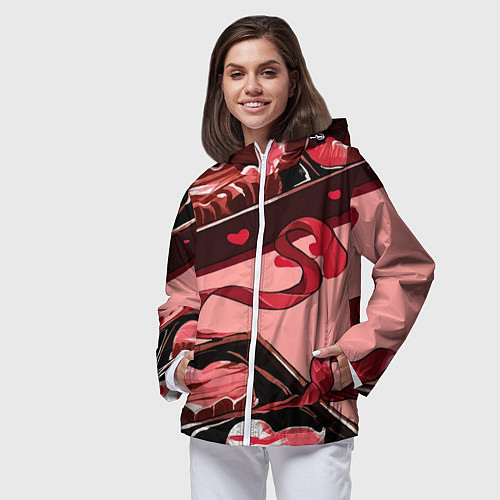 Женская ветровка Шоколадки в форме сердца / 3D-Белый – фото 3