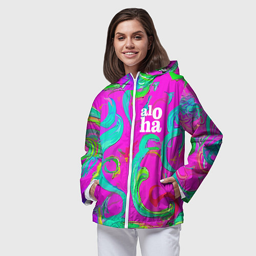 Женская ветровка Abstract floral pattern - aloha / 3D-Белый – фото 3