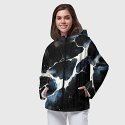 Ветровка с капюшоном женская Разлом плит в виде молнии, цвет: 3D-черный — фото 2