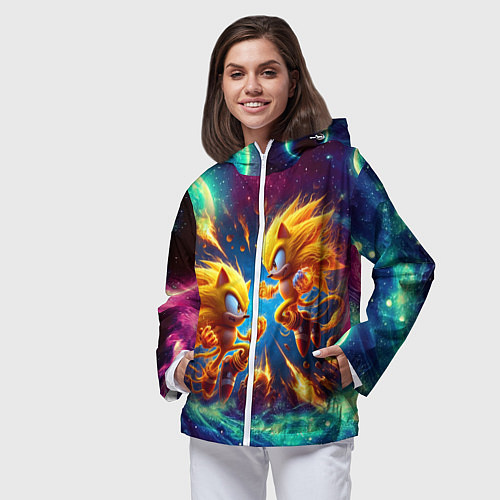 Женская ветровка Битва Соника и Шэдоу в космосе в фильме / 3D-Белый – фото 3