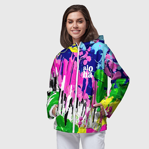 Женская ветровка Colorful abstraction - aloha / 3D-Белый – фото 3