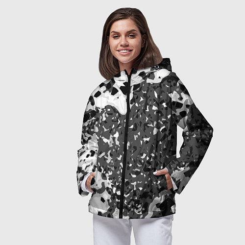 Женская ветровка Чёрно-белая абстракция / 3D-Черный – фото 3