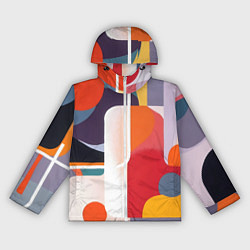 Ветровка с капюшоном женская Абстракция из фигур и линий, цвет: 3D-белый