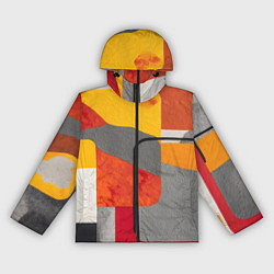 Ветровка с капюшоном женская Абстракция с желтым и оранжевым, цвет: 3D-черный