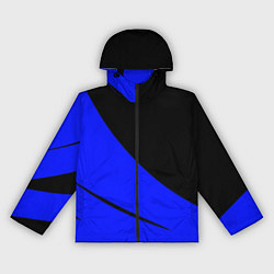 Ветровка с капюшоном женская Чёрный с синим двуцветный с полосой, цвет: 3D-черный