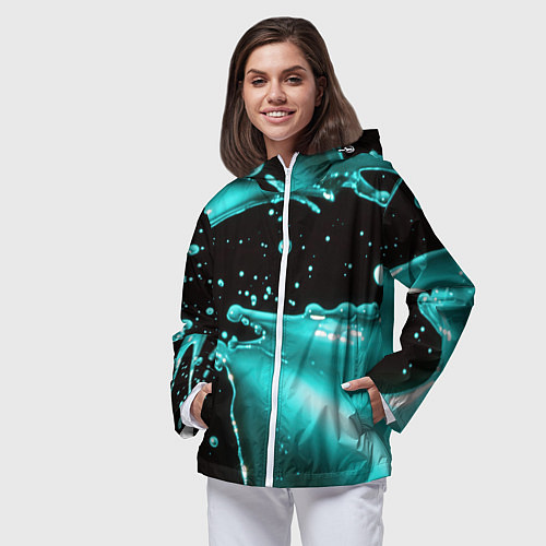 Женская ветровка Разрыв голубой краски / 3D-Белый – фото 3
