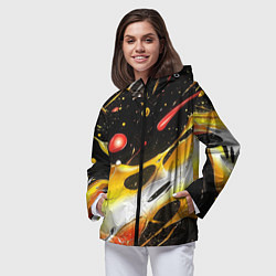 Ветровка с капюшоном женская Текстура краска, цвет: 3D-черный — фото 2