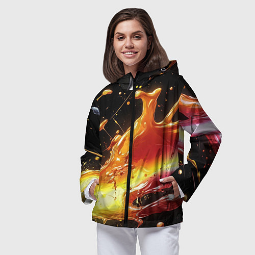 Женская ветровка Динамичная краска текстура / 3D-Черный – фото 3