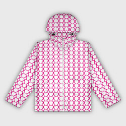 Ветровка с капюшоном женская Контурный паттерн соединённые сердца, цвет: 3D-белый