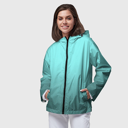 Женская ветровка Градиент текстура с точками голубой / 3D-Черный – фото 3