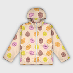 Ветровка с капюшоном женская Пасха цветные яйца, цвет: 3D-белый