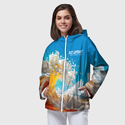 Ветровка с капюшоном женская Все дуреют с этого моря пива, цвет: 3D-белый — фото 2