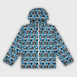 Ветровка с капюшоном женская Киберпанк шестиугольники синие, цвет: 3D-белый
