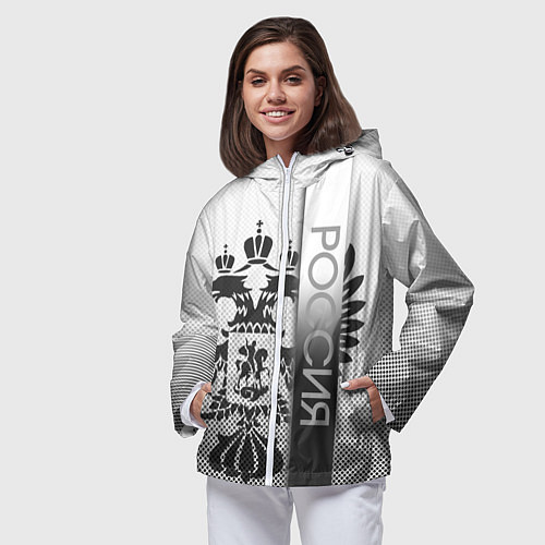 Женская ветровка Герб Российской федерации белый с чёрным / 3D-Белый – фото 3
