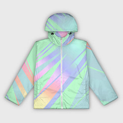 Ветровка с капюшоном женская Светлый зелёный мятный с полосами градиент, цвет: 3D-белый