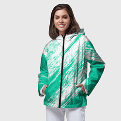 Ветровка с капюшоном женская The color is turquoise and white, цвет: 3D-черный — фото 2