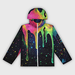 Ветровка с капюшоном женская Разноцветные потеки краски, цвет: 3D-белый