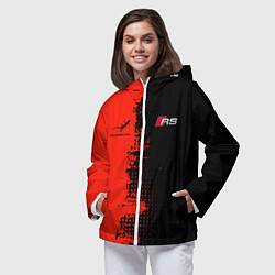 Ветровка с капюшоном женская AUDI quattro black and red, цвет: 3D-белый — фото 2